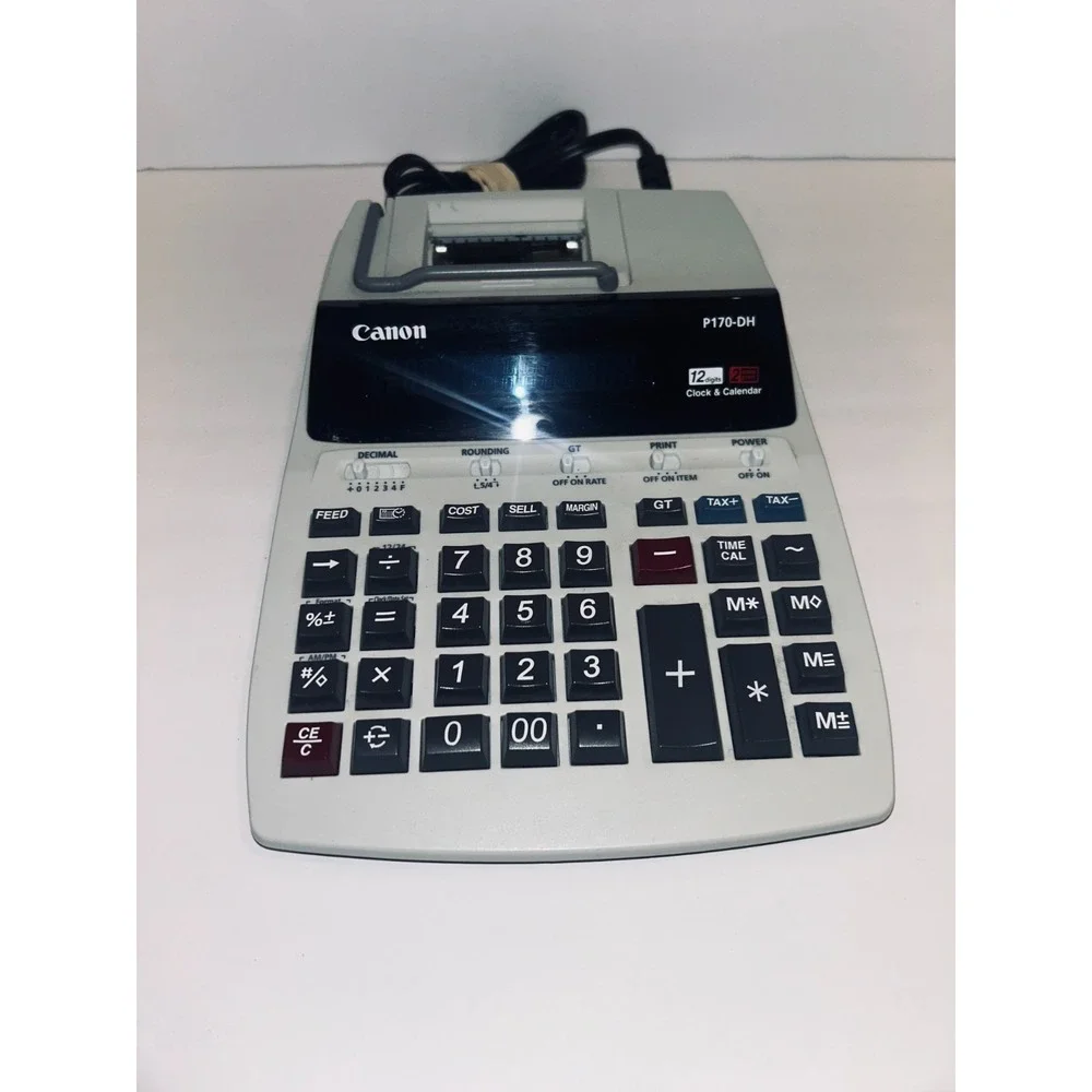 Canon P170-DH Printing Calculator 12 Digit 2-Color Desktop Adding Machine TESTED